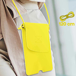 Avizar Pochette Bandoulière Smartphone avec Rangement carte Simili cuir jaune pas cher