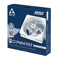 Arctic P12 PWM PST, blanc transparent - ventilateur boitier 120mm pas cher