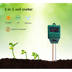 PH-mètre du sol 3-en-1 testeur d'humidité / lumière / pH du sol Kits d'outils de jardinage - vert