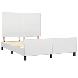 Acheter Maison Chic Lit adulte - Cadre Structure de lit avec tête de lit Contemporain Blanc 140x200 cm Similicuir -MN65564