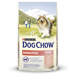 DOG CHOW Croquettes - Avec du saumon - Pour chien adulte sensible - 14 kg