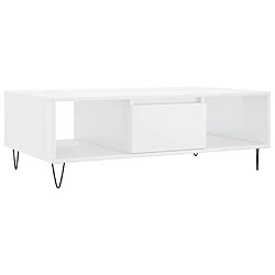 Maison Chic Table basse,Table Console Table d'appoint, Table pour salon blanc brillant 104x60x35 cm bois d'ingénierie -MN65666