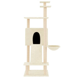 Helloshop26 Arbre à chat meuble tour grimper jouet grattage grattoir escalade plateforme avec griffoirs en sisal 153 cm crème 02_0022485