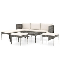 Maison Chic Salon de jardin 6 pcs + coussins - Mobilier/Meubles de jardin - Table et chaises d'extérieur Résine tressée Gris -MN85655