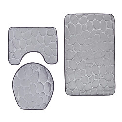 Avis Ensemble de salle de bain 3 tapis de bain tapis de bain antidérapant couvercle couvercle couvercle de toilette gris