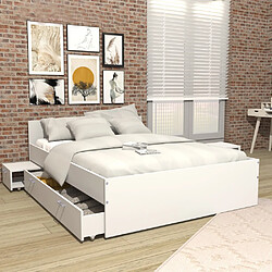 Le Quai Des Affaires Lit TWIST 140x190 + 2 chevets + 1 tiroir / Blanc