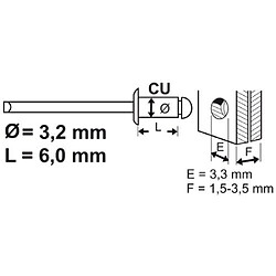 Connex COXT197306 Rivets aveugles Longueur rivet 6 mm