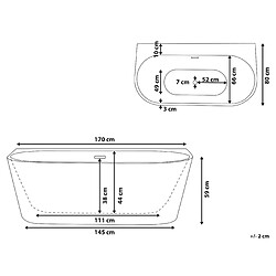 Avis Beliani Baignoire semi-îlot noire 170 x 80 cm HARVEY