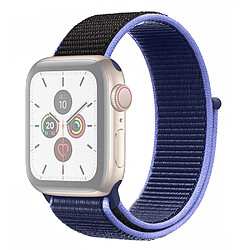 Wewoo Pour Apple Watch séries 5 et 4 40 mm / 3 et 2 et 1 bracelet en nylon de couleur assortie 38 mm noir + bleu