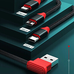 Avis Universal Noir 3 en 1 câble USB type C micro câble de recharge rapide câble magnétique en nylon câble de données pour éclair Huawei Sanya