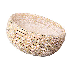 Avis Panier de fleur de tissage de bambou rond panier de rangement pour le salon blanc-M