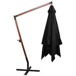 Helloshop26 Parasol suspendu avec mât 3 x 3 m bois de sapin massif noir 02_0008716