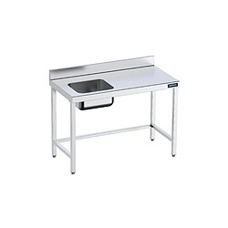 Table de chef Inox avec bac à Gauche et renforts - Gamme 600 - Distform