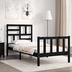 Maison Chic Cadre/structure de lit avec tête de lit pour adulte - Lit Moderne Chambre noir petit simple bois massif -MN58718