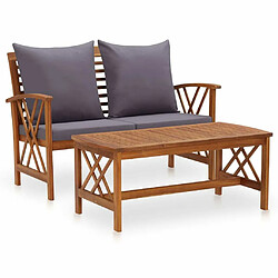 Maison Chic Salon de jardin 2 pcs avec coussins - Table et chaises d'extérieur - Mobilier/Meubles de jardin Moderne Bois d'acacia solide -MN79389