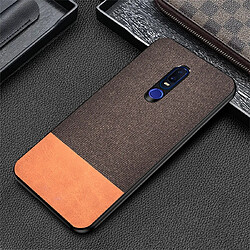 Wewoo Coque Rigide Housse de protection en tissu PU épissage antichoc pour OPPO R19 Marron