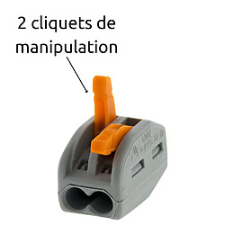 Lot de 15 bornes automatiques à cliquet S222 - 2 entrées – fils rigides et souples 4mm² max - orange - Wago