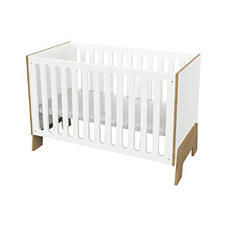 Avis Vente-Unique Lit bébé 60 x 120 cm - MDF - Blanc et naturel - BERUVO