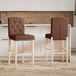 vidaXL Chaises de bar lot de 2 bois massif d'hévéa et tissu