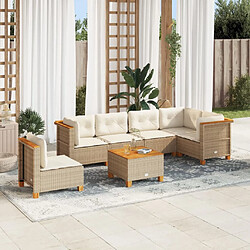 vidaXL Salon de jardin avec coussins 7 pcs beige résine tressée