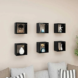 Maison Chic Lot de 6 Étagères cube murales,Etagère de rangement flottantes Noir brillant 22x15x22 cm -MN31486