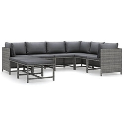 Maison Chic Salon de jardin 8 pcs + coussins - Mobilier/Meubles de jardin - Table et chaises d'extérieur Résine tressée Gris -MN33506