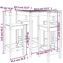 vidaXL Ensemble de bar de jardin 5 pcs bois de pin massif pas cher