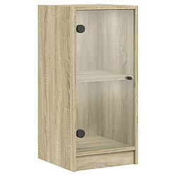 vidaXL Armoire latérale avec portes en verre chêne sonoma 35x37x75,5cm