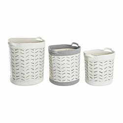 Set de basket DKD Home Decor Gris Coton (3 Pièces) (35 x 35 x 40 cm)