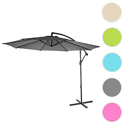 Mendler Parasol déporté Acerra, protection contre le soleil, Ø 3m inclinable, polyester/acier 11kg ~ gris sans socle