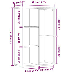 vidaXL Bibliothèque vieux bois 45x25x80 cm bois d'ingénierie pas cher