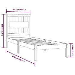 vidaXL Cadre de lit sans matelas bois massif 90x200 cm pas cher