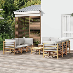 Maison Chic Salon de jardin 9 pcs + coussins - Mobilier/Meubles de jardin - Table et chaises d'extérieur gris clair bambou -MN15842