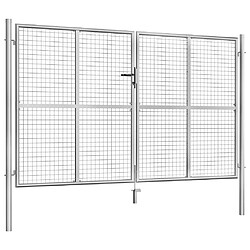 vidaXL Porte de jardin Acier galvanisé 306x200 cm Argenté