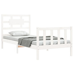 Avis Maison Chic Lit adulte - Cadre Structure de lit avec tête de lit Contemporain blanc 90x200 cm bois massif -MN75679