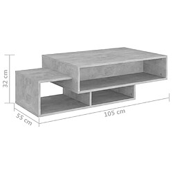 vidaXL Table basse Gris béton 105x55x32 cm Bois d’ingénierie pas cher