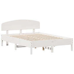 Vidaxl Cadre de lit avec tête de lit blanc 135x190 cm bois pin massif