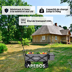 Acheter AREBOS Chariot de jardin pliable, Chariot de transport à main, Avec barre de poussée, Pliable, Gris