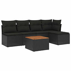 Maison Chic Salon de jardin 6 pcs avec coussins | Ensemble de Table et chaises | Mobilier d'Extérieur noir résine tressée -GKD63805