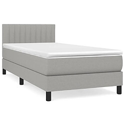 Maison Chic Structures de lit + matelas,Lit à sommier tapissier avec matelas Gris clair 80x200 cm Tissu -MN34326