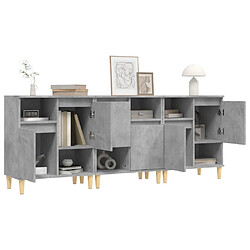 Avis vidaXL Buffets 3 pcs gris béton 60x35x70 cm bois d'ingénierie