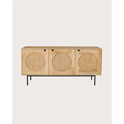 UNIQKA Kali - Buffet en bois et cannage 145 cm