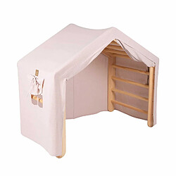 Avis MeowBaby Grande Maison avec échelle pliable pour enfants. Bois, Lin, Coton, Maison rose, Échelle nature