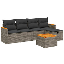 vidaXL Salon de jardin 6 pcs avec coussins gris résine tressée