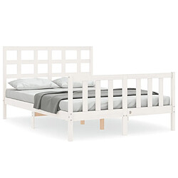 Maison Chic Lit adulte - Cadre Structure de lit avec tête de lit Contemporain blanc 140x200 cm bois massif -MN79206