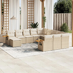 Maison Chic Salon de jardin 11 pcs avec coussins | Ensemble de Table et chaises | Mobilier d'Extérieur beige résine tressée -GKD31385