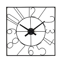 Mes Horloge design carrée 60 cm en métal noir