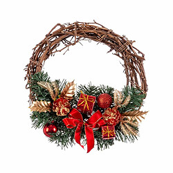 BigBuy Christmas Couronne de Noël Rotin Rouge Multicouleur PVC 20 x 20 x 10 cm