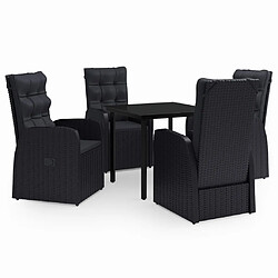 vidaXL Ensemble à manger de jardin avec coussins 5 pcs Noir