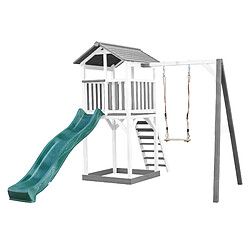 AXI Beach Tower Aire de Jeux avec Toboggan en VERT, Balançoire & Bac à Sable | Grande Maison Enfant extérieur en Gris & BLANC | Cabane de Jeu en Bois FSC